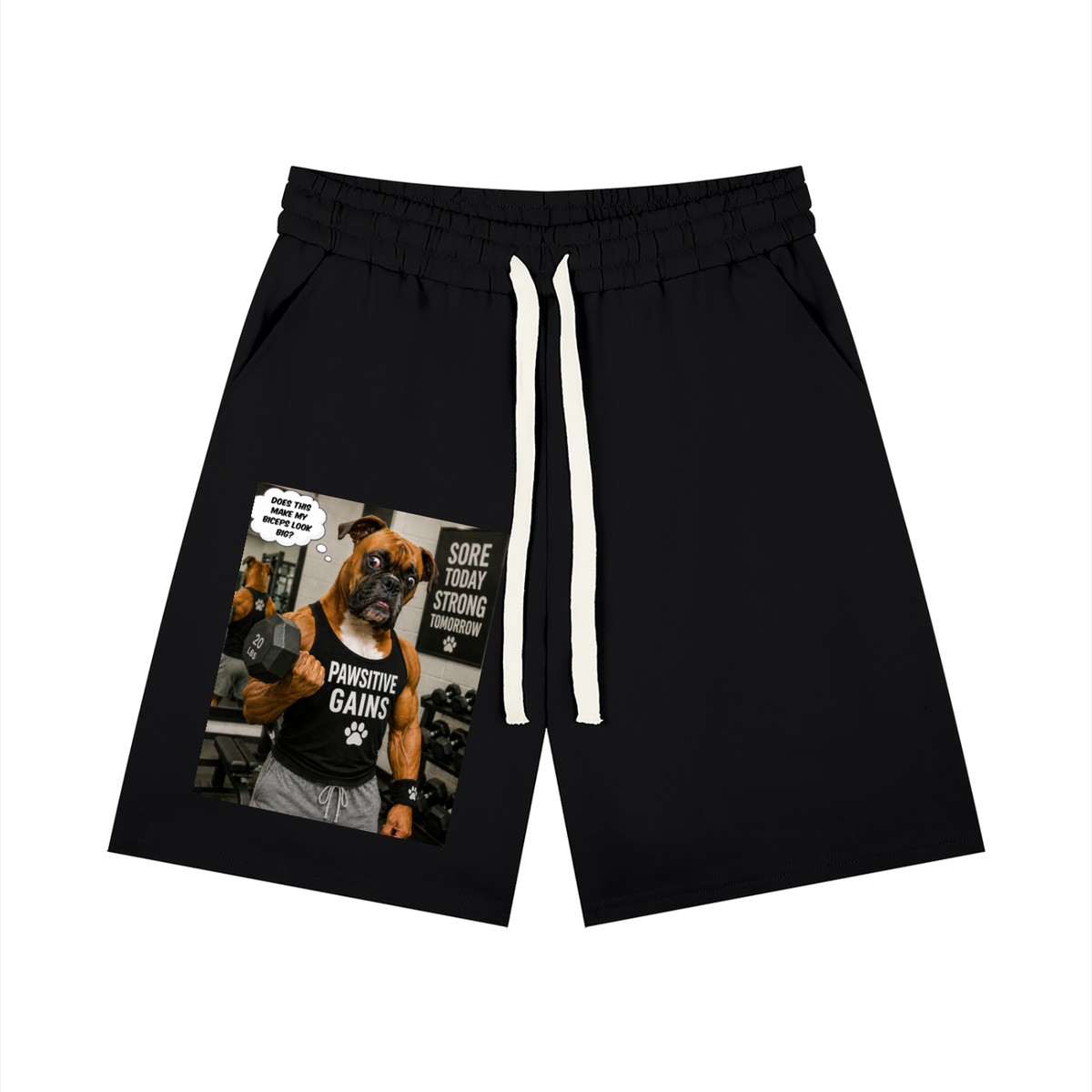Men’s Loose Fit Drawstring Shorts Boxer Doing Bicep Curls