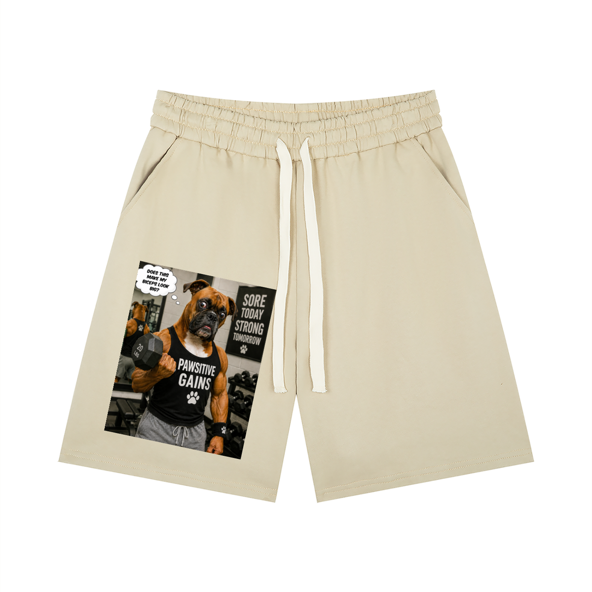 Men’s Loose Fit Drawstring Shorts Boxer Doing Bicep Curls