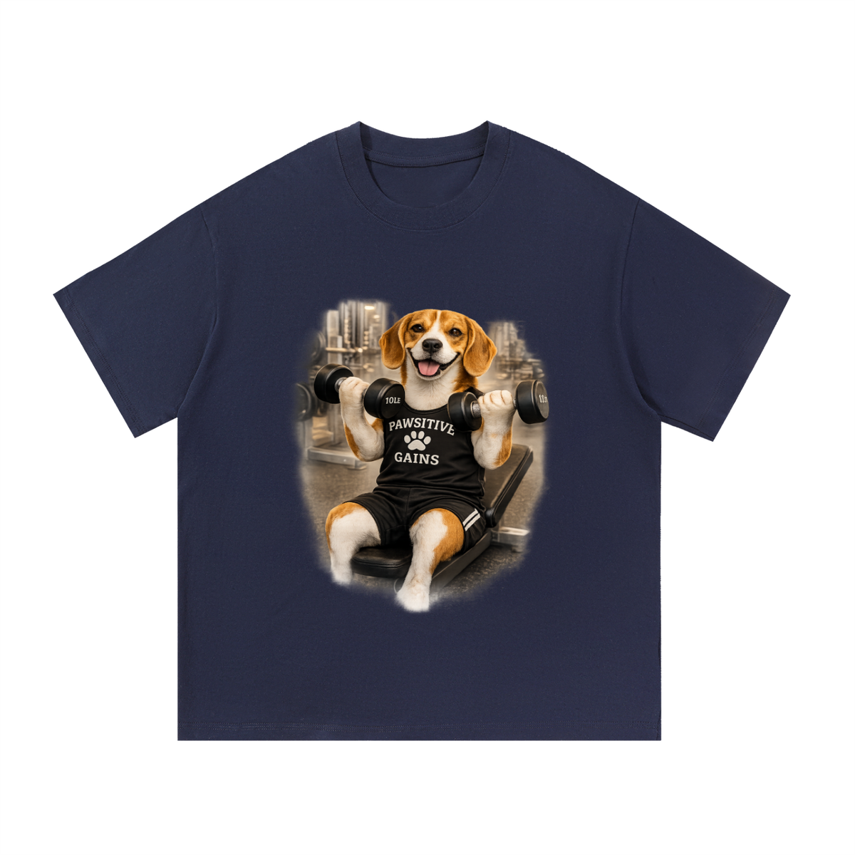 Essential Cotton T-Shirt Beagle Doing Bicep Curls