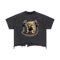 Vintage Wash Boxy Distressed Hem T-Shirt Beagle Doing Squats