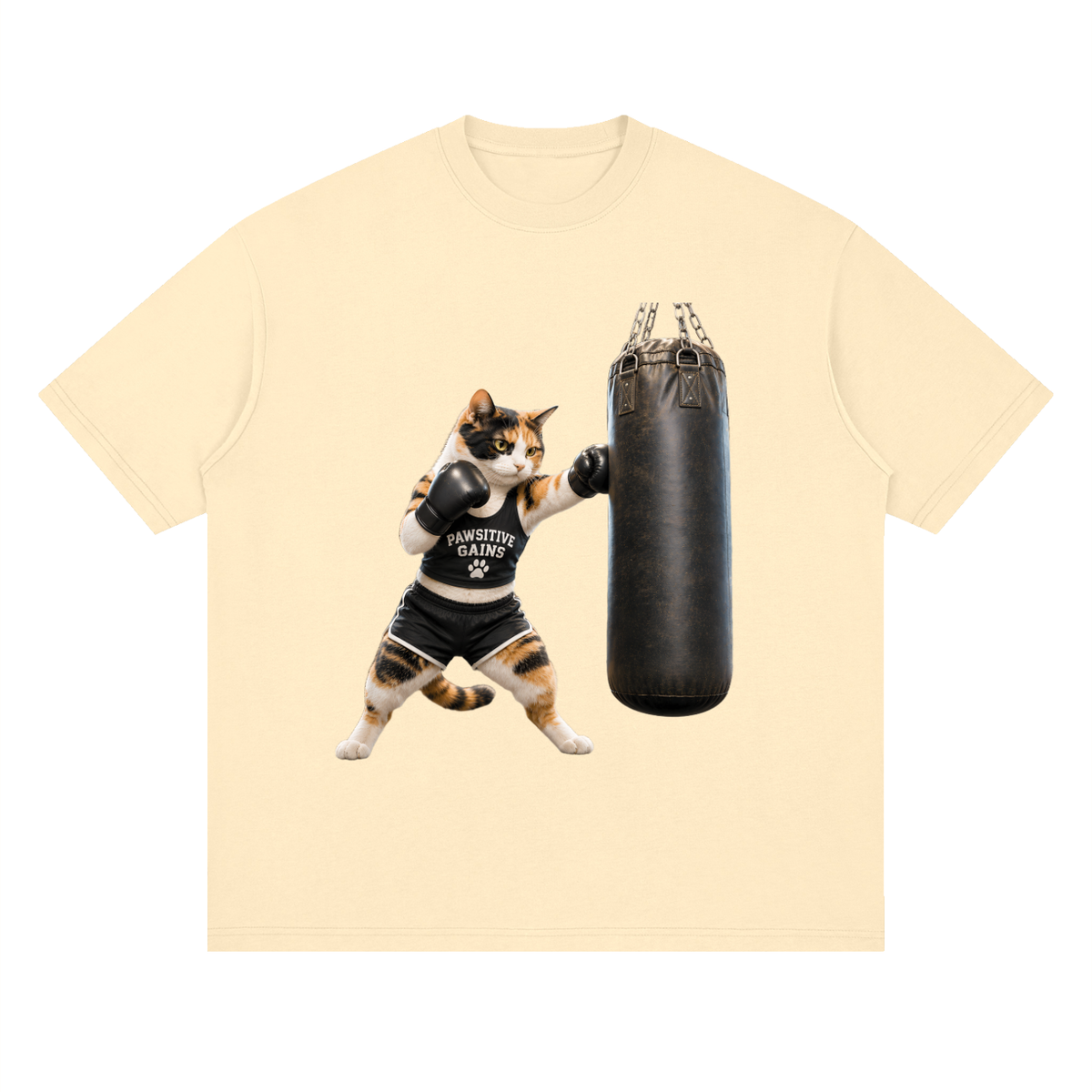 Streetwear Loose Drop Shoulder T-Shirt - Calico Cat Boxing