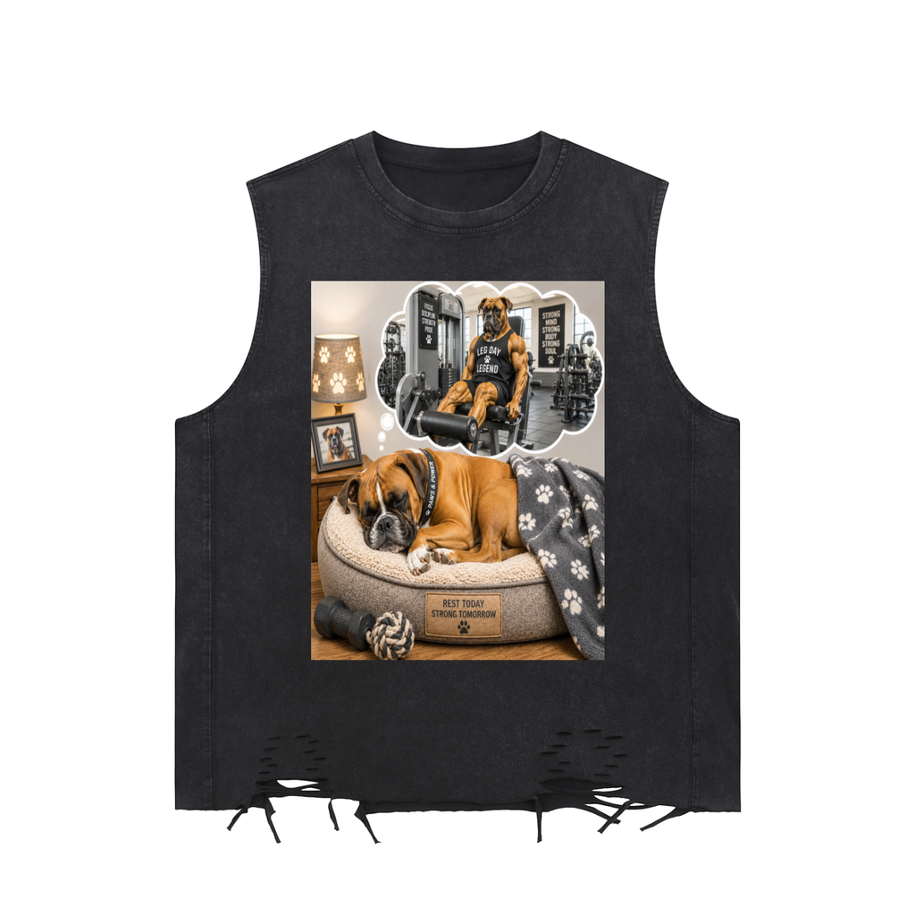 Dreaming of Leg Day – Boxer Ragged Hem Tank