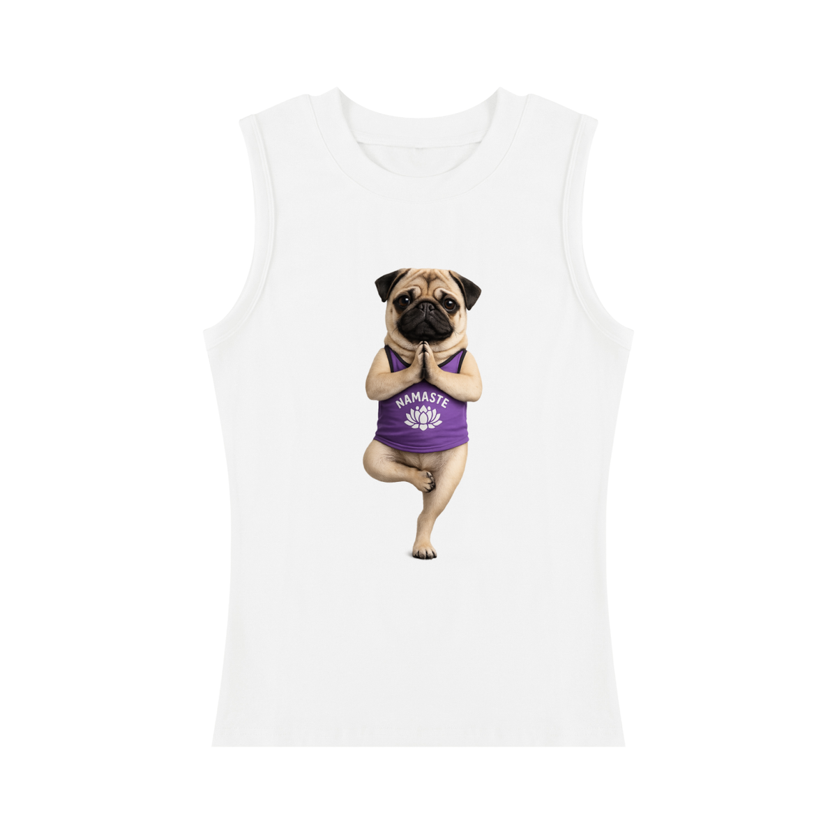 Women’s Slim Tank Top Pug In Yoga Pose