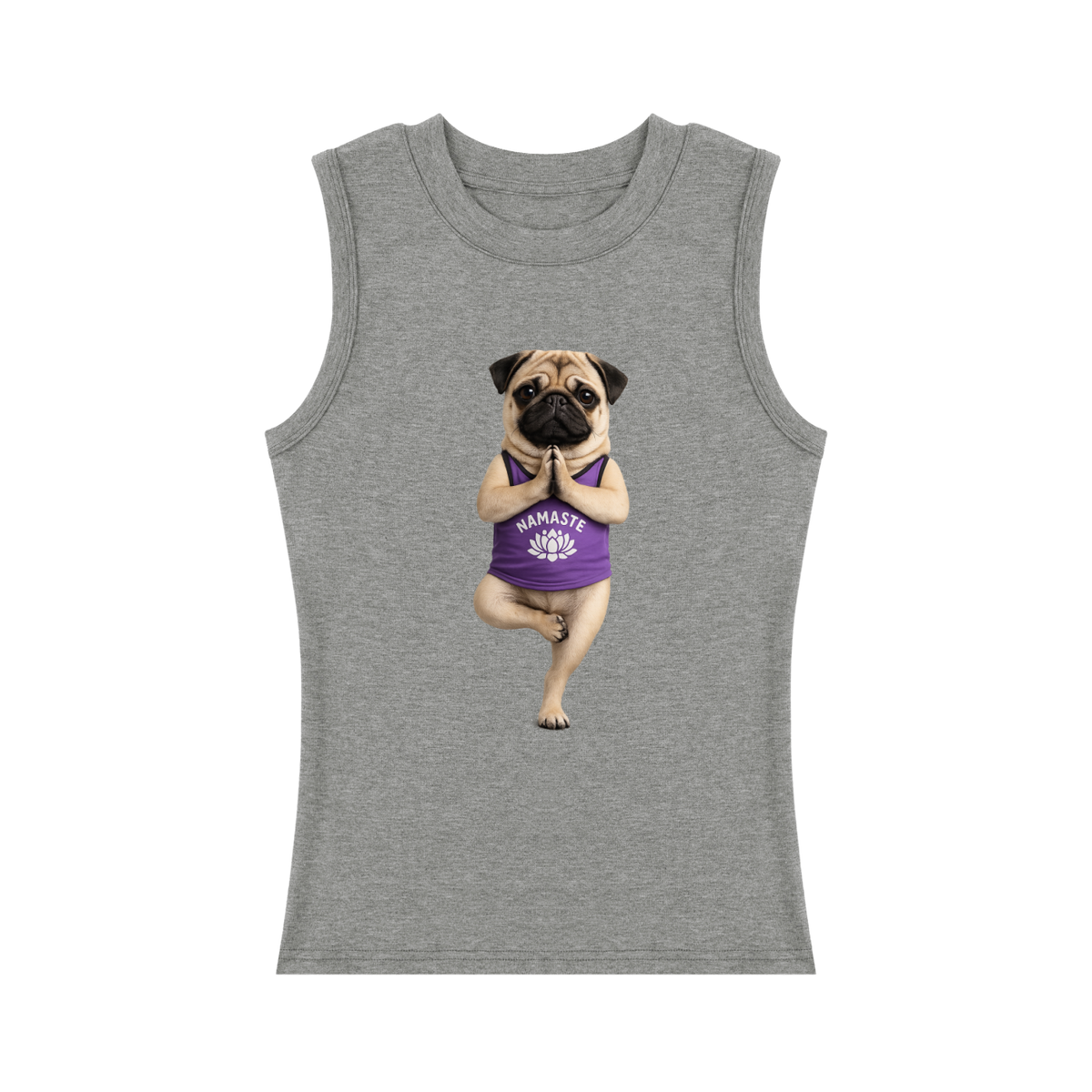 Women’s Slim Tank Top Pug In Yoga Pose