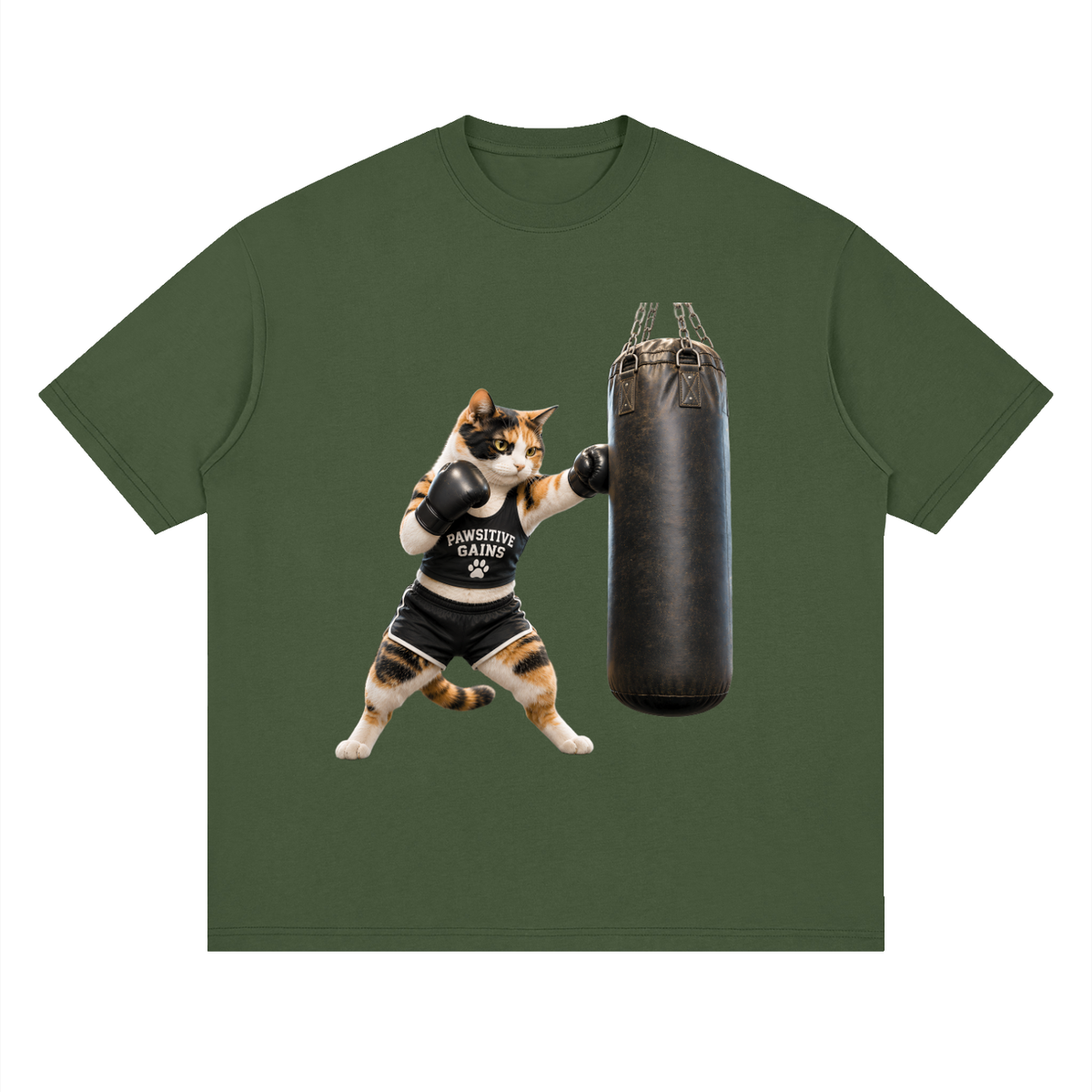 Streetwear Loose Drop Shoulder T-Shirt - Calico Cat Boxing