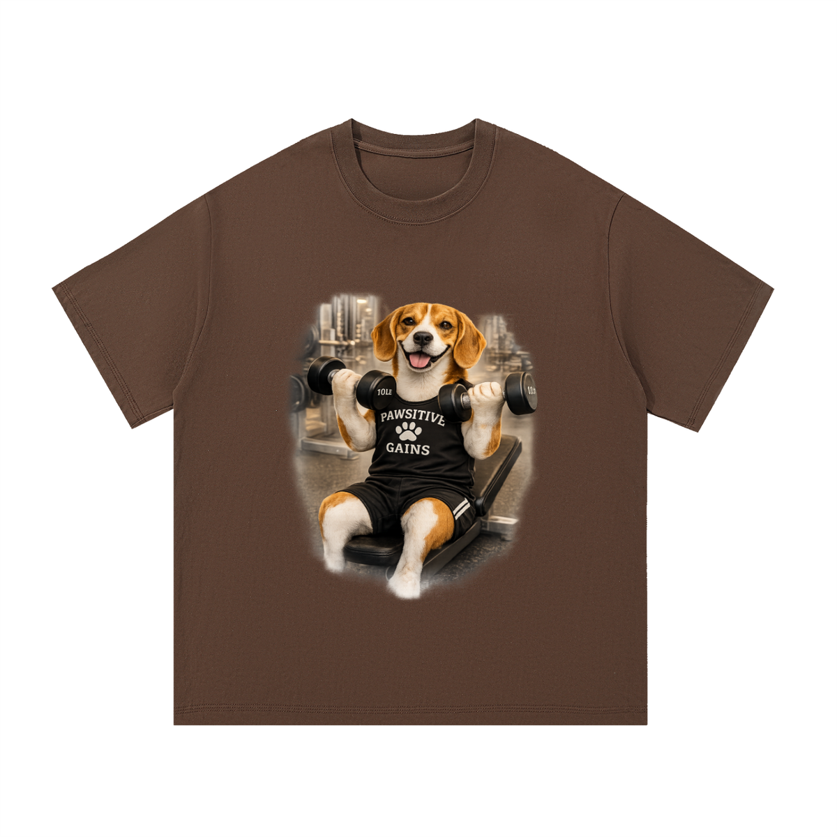 Essential Cotton T-Shirt Beagle Doing Bicep Curls