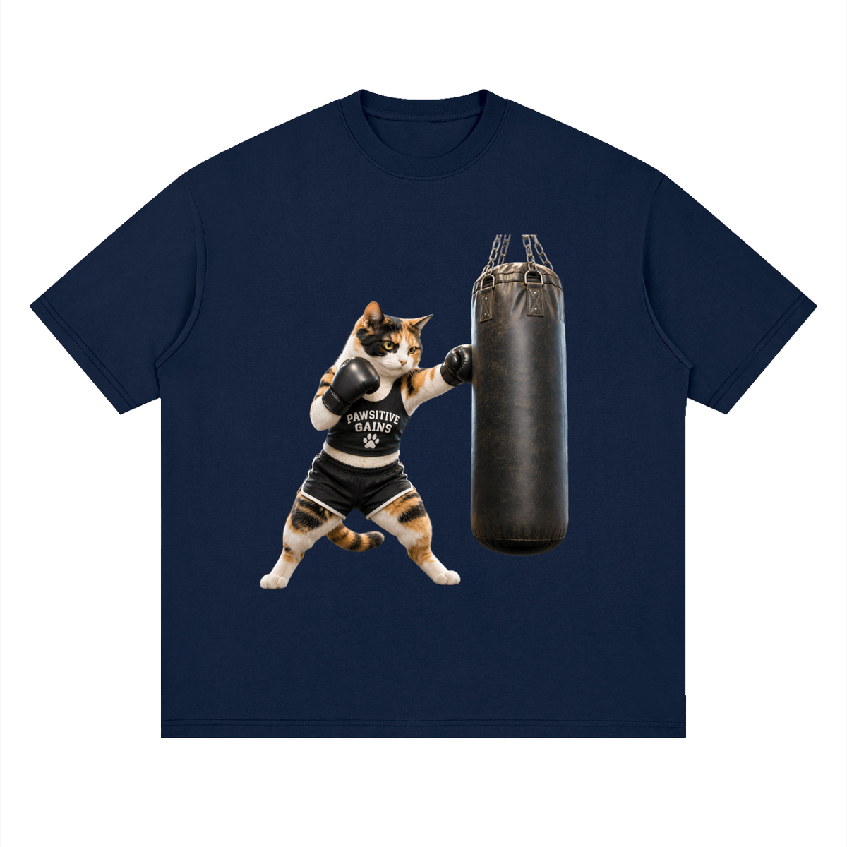 Streetwear Loose Drop Shoulder T-Shirt - Calico Cat Boxing