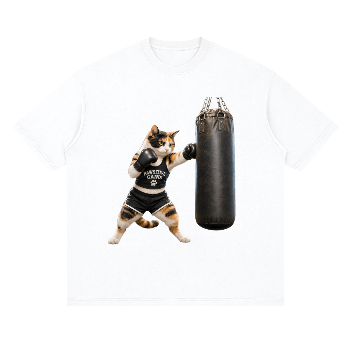 Streetwear Loose Drop Shoulder T-Shirt - Calico Cat Boxing