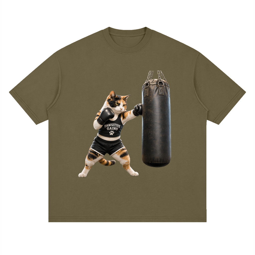 Streetwear Loose Drop Shoulder T-Shirt - Calico Cat Boxing