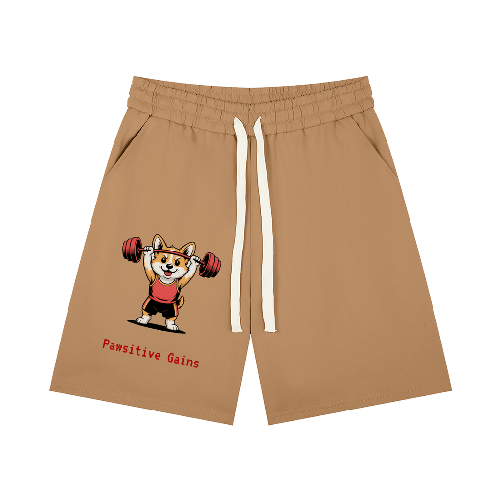 Men’s Loose Fit Drawstring Shorts Corgi lifting barbell overhead