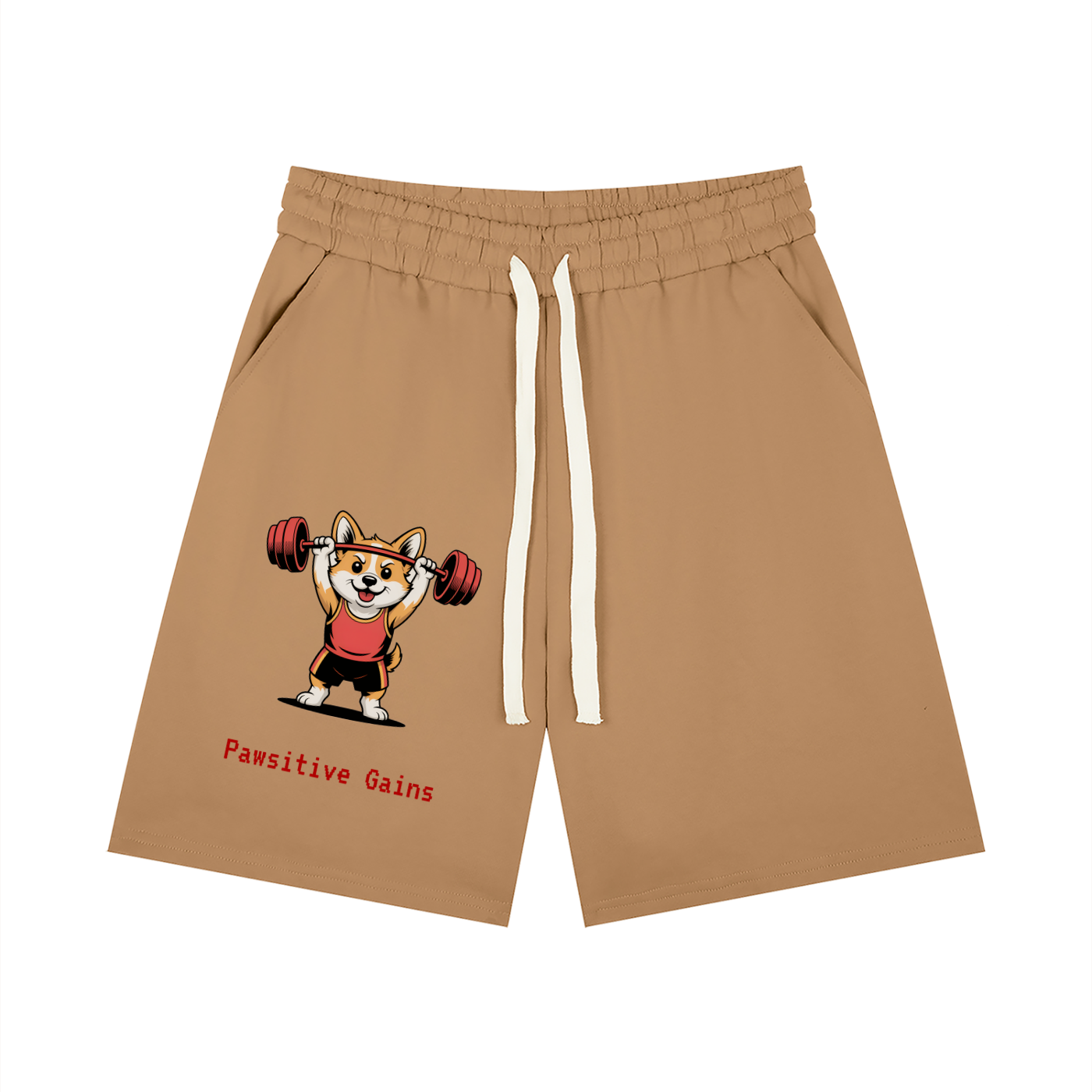 Men’s Loose Fit Drawstring Shorts Corgi lifting barbell overhead