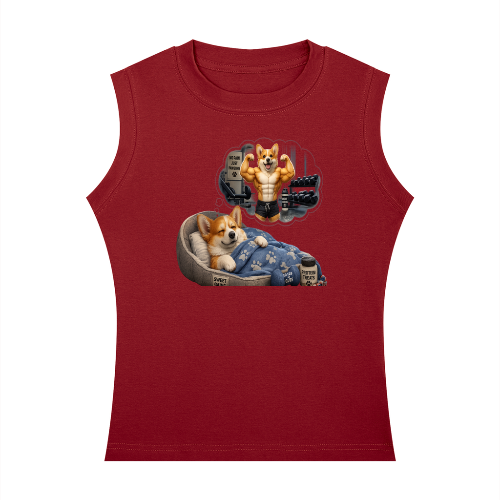 Women's Crewneck Tank Top Corgi Dreaming