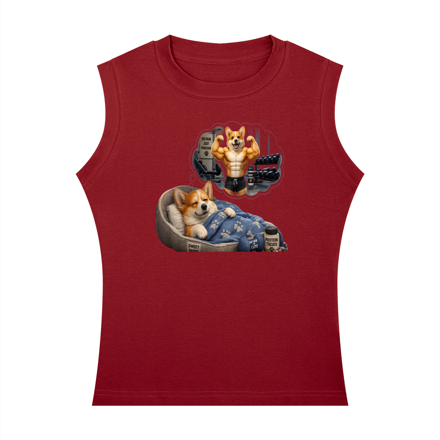 Women's Crewneck Tank Top Corgi Dreaming