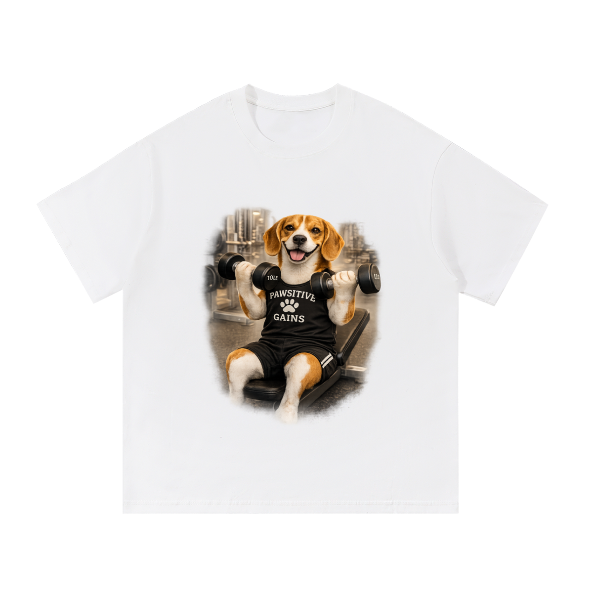 Essential Cotton T-Shirt Beagle Doing Bicep Curls