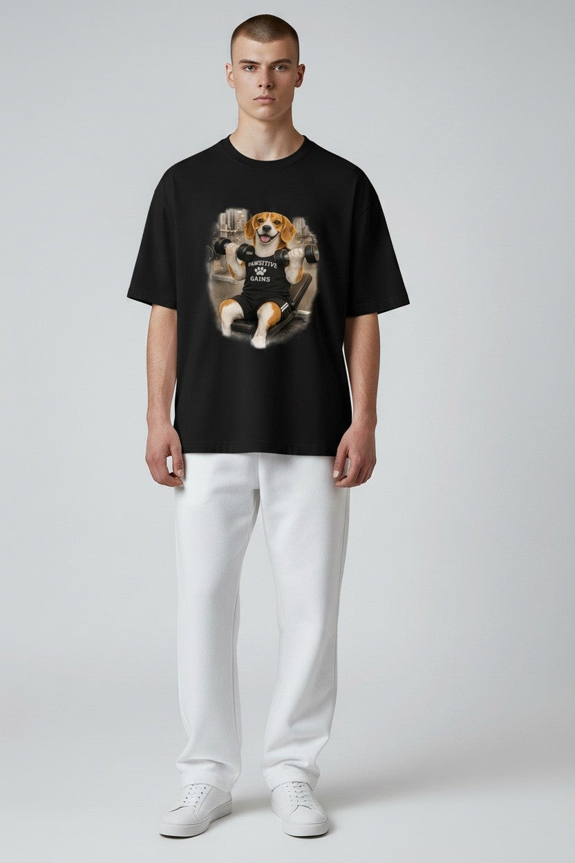 Essential Cotton T-Shirt Beagle Doing Bicep Curls