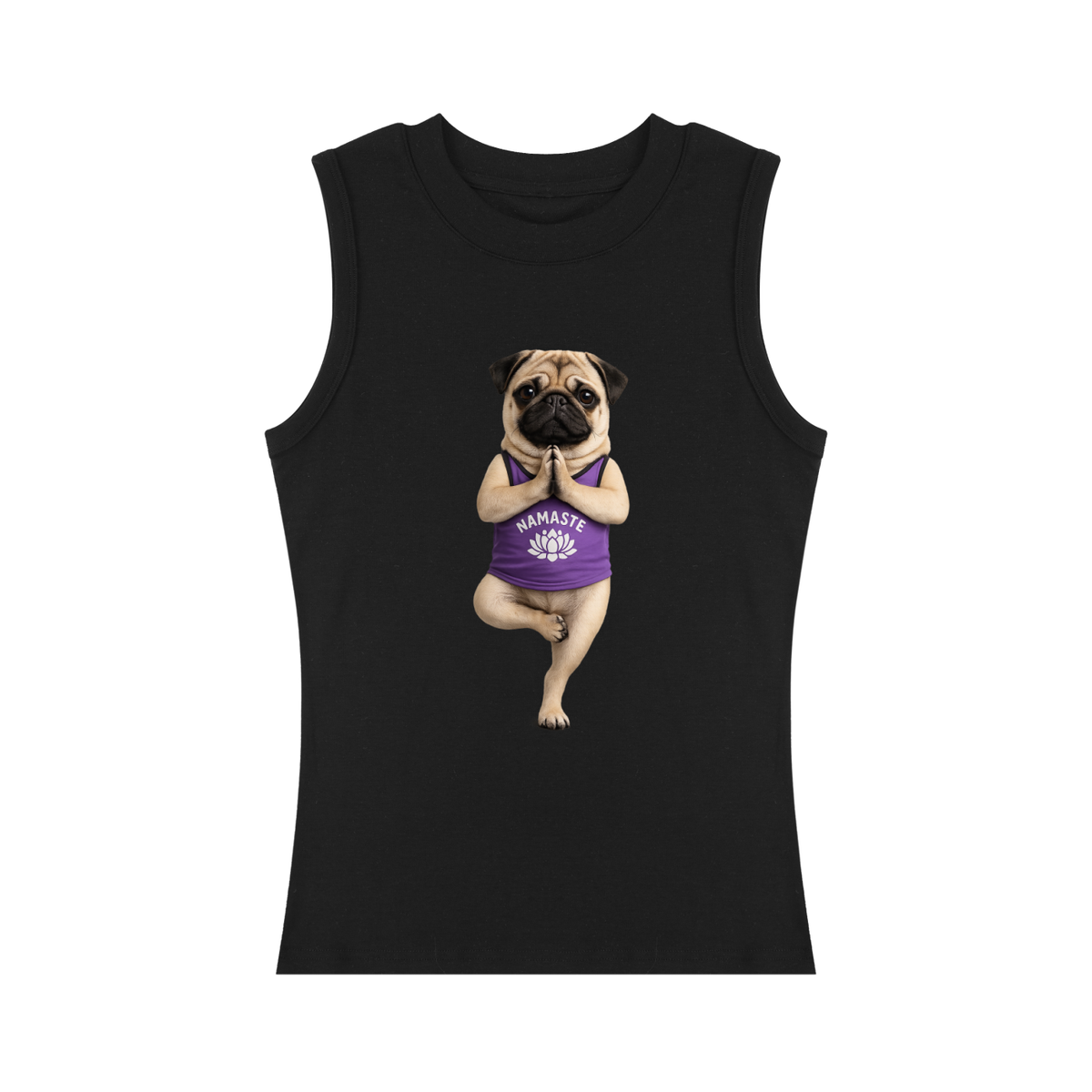 Women’s Slim Tank Top Pug In Yoga Pose