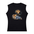 Women's Crewneck Tank Top Image of a Corgi Dreaming About Getting Buff