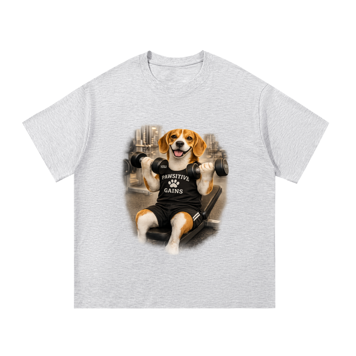 Essential Cotton T-Shirt Beagle Doing Bicep Curls