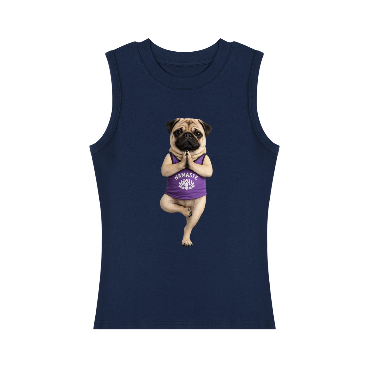 Women’s Slim Tank Top Pug In Yoga Pose