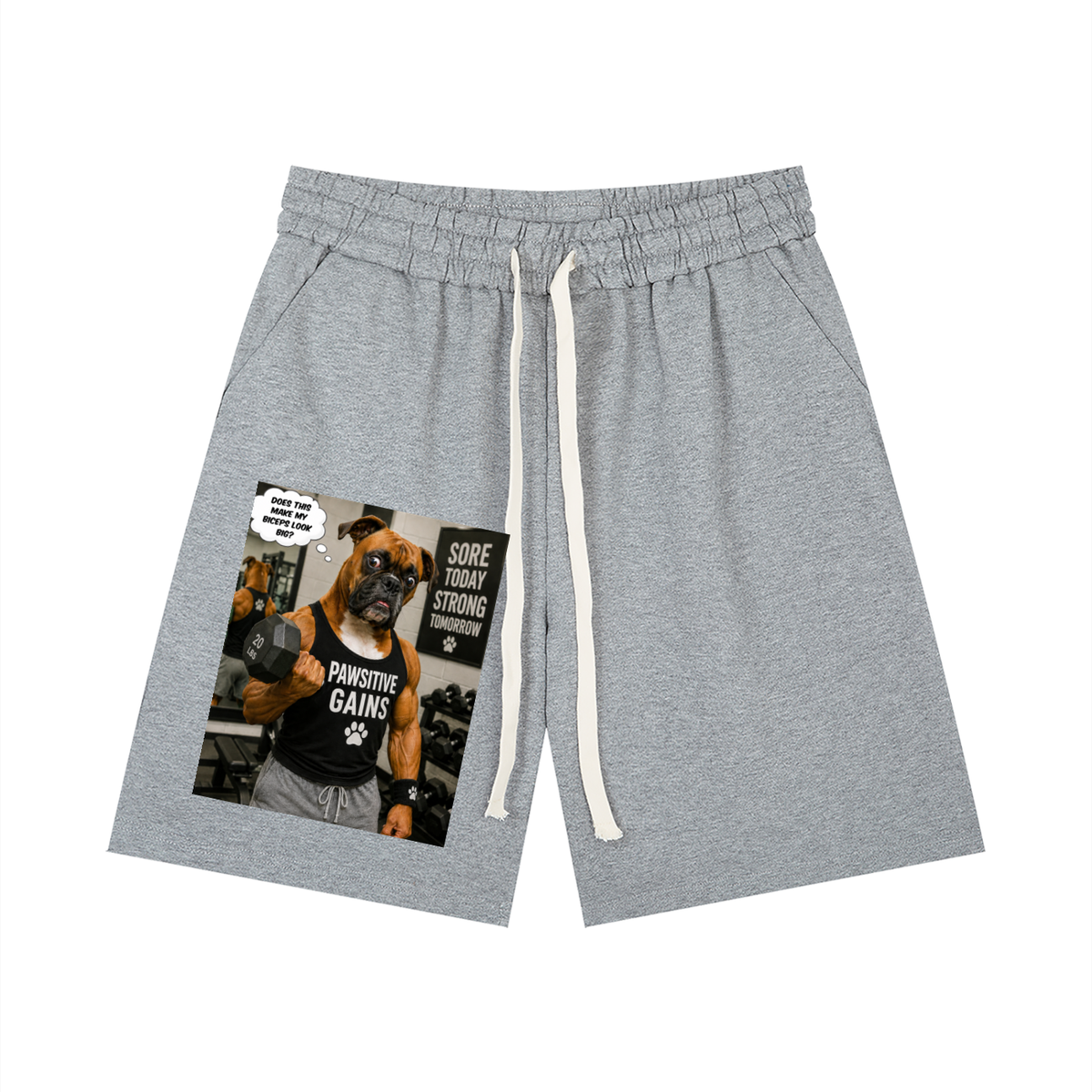 Men’s Loose Fit Drawstring Shorts Boxer Doing Bicep Curls