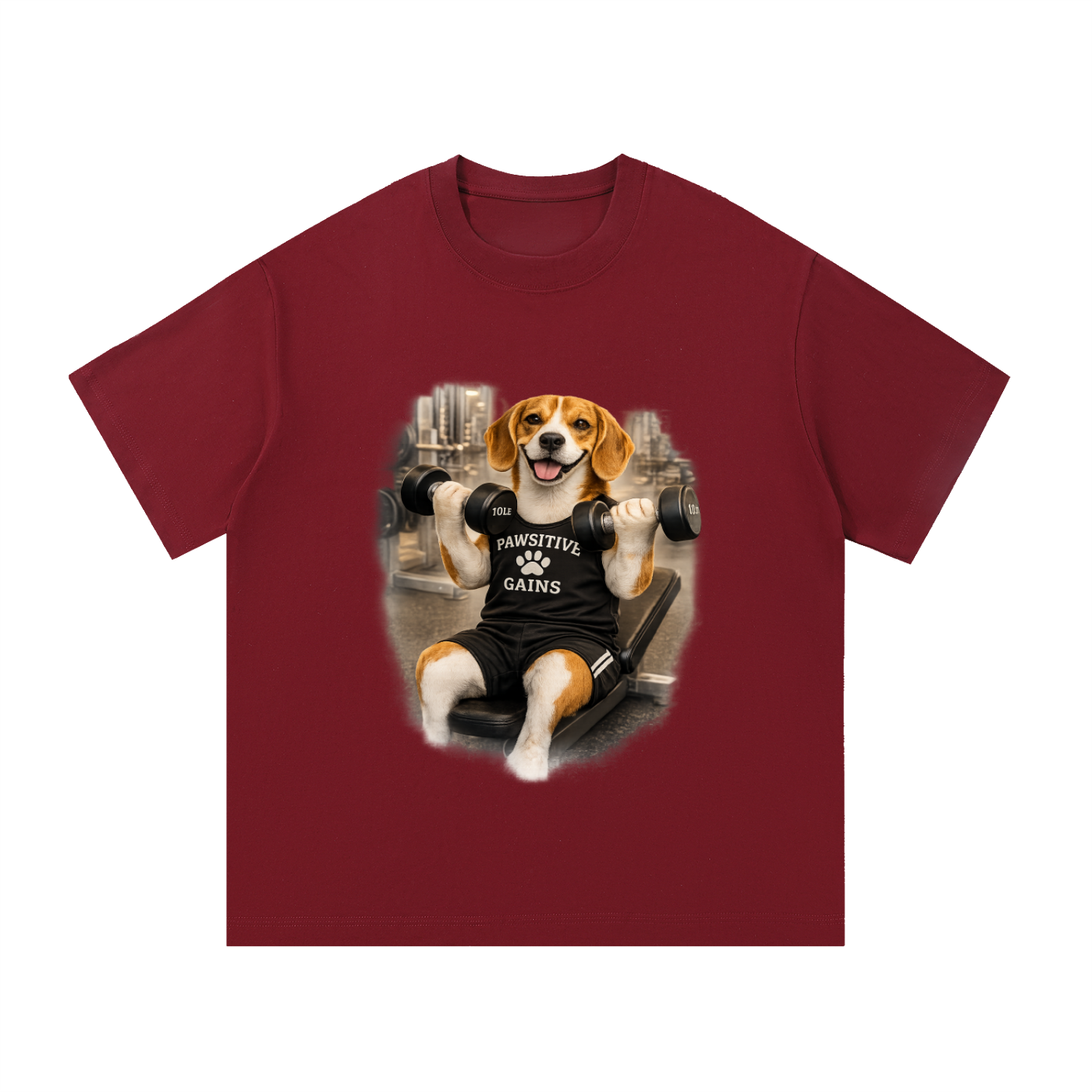 Essential Cotton T-Shirt Beagle Doing Bicep Curls