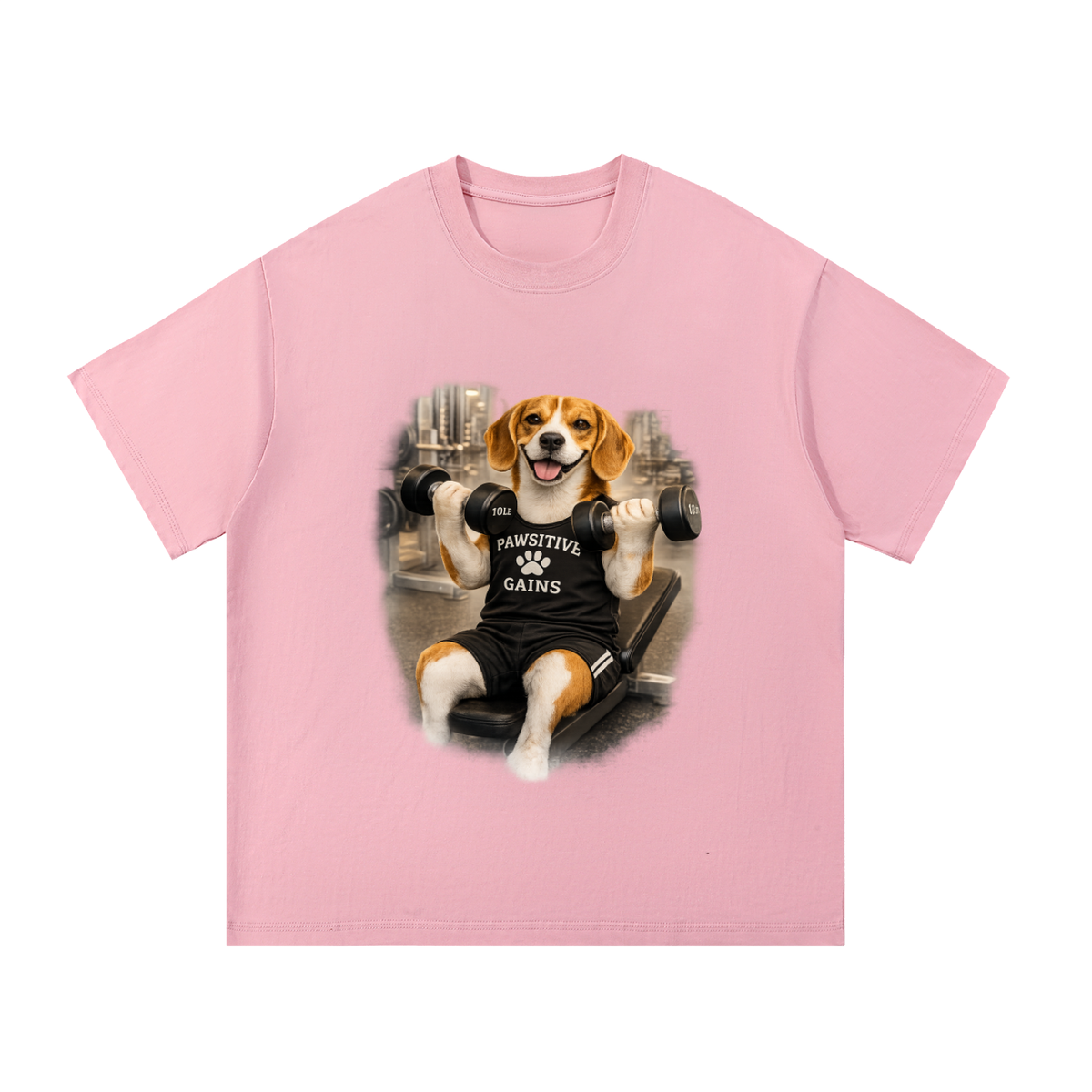 Essential Cotton T-Shirt Beagle Doing Bicep Curls