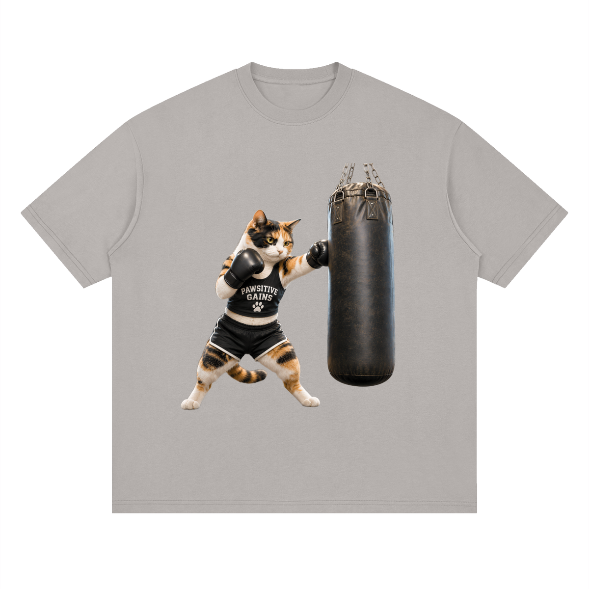 Streetwear Loose Drop Shoulder T-Shirt - Calico Cat Boxing