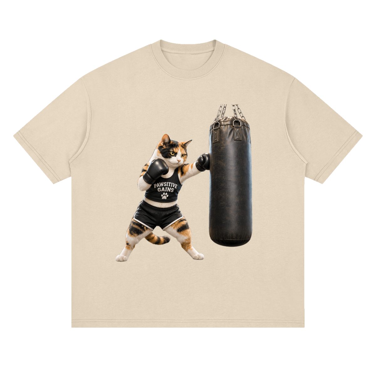 Streetwear Loose Drop Shoulder T-Shirt - Calico Cat Boxing