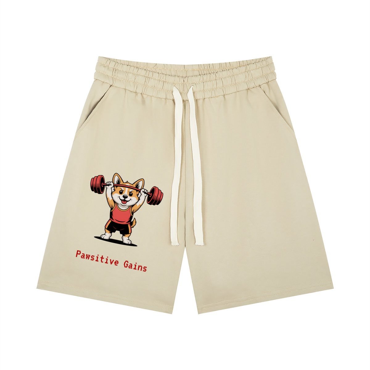 Men’s Loose Fit Drawstring Shorts Corgi lifting barbell overhead