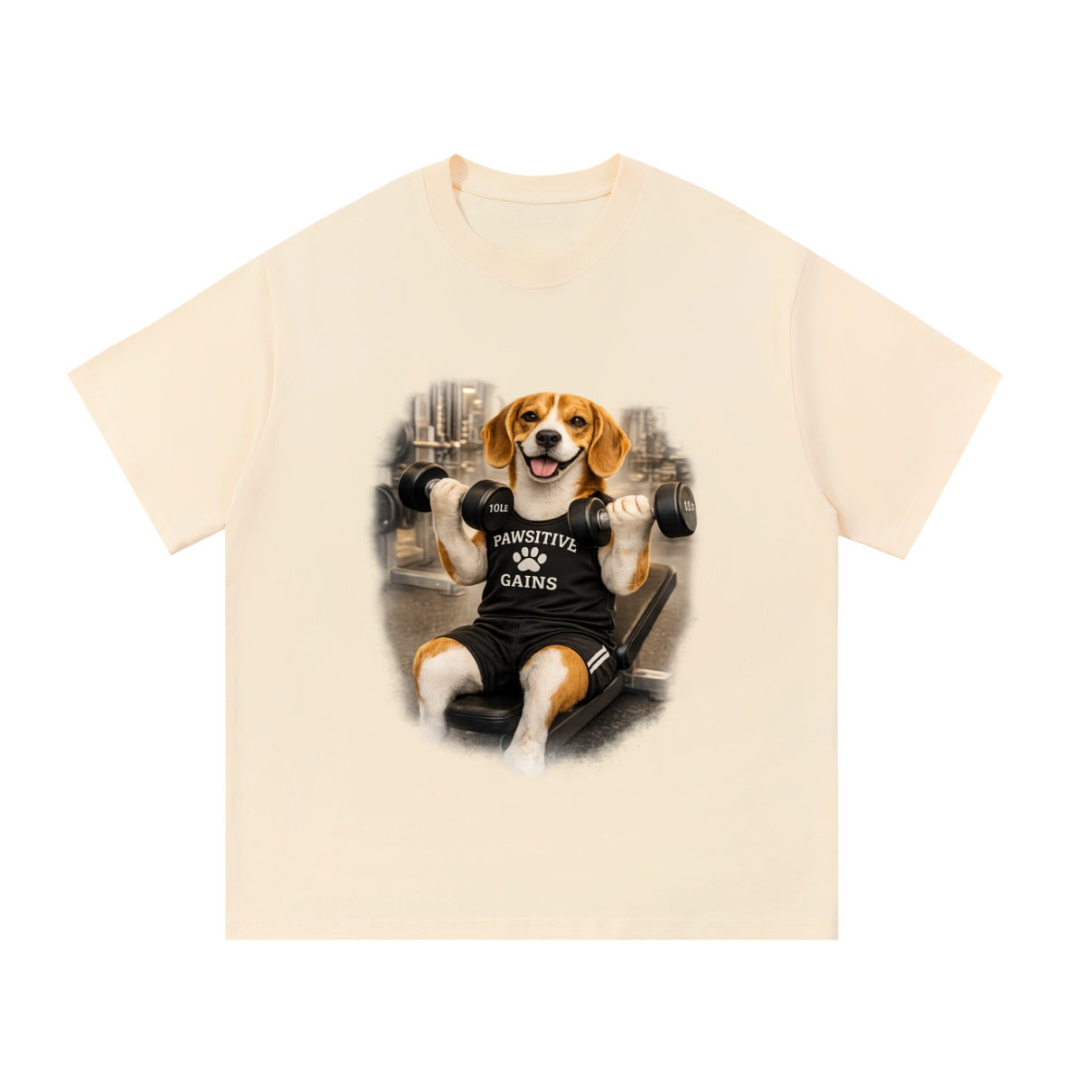Essential Cotton T-Shirt Beagle Doing Bicep Curls
