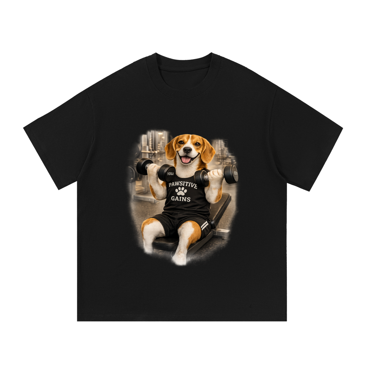 Essential Cotton T-Shirt Beagle Doing Bicep Curls