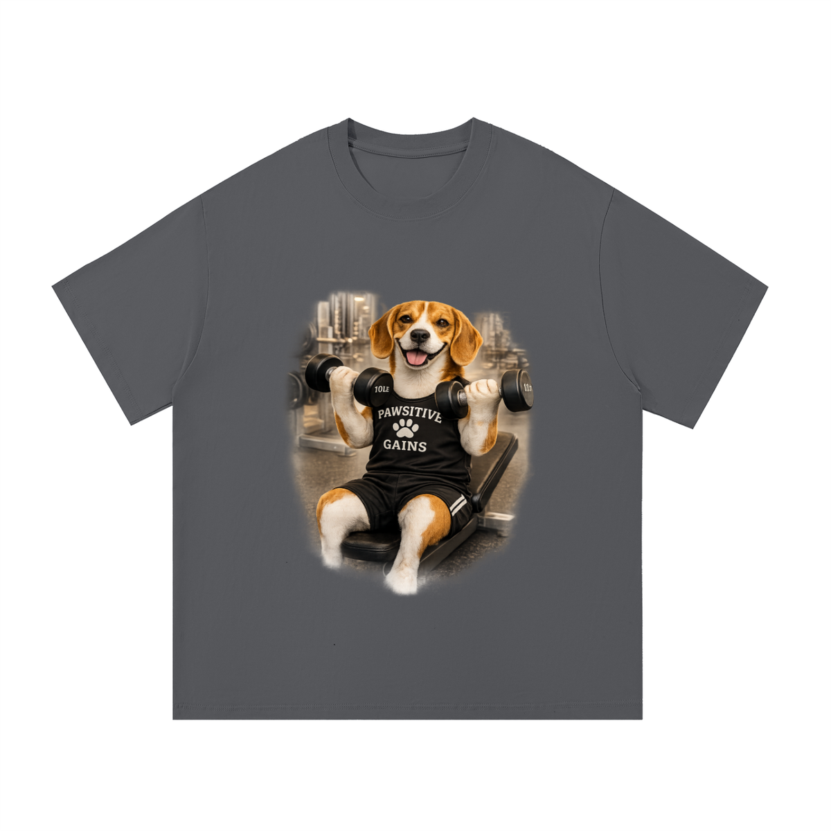 Essential Cotton T-Shirt Beagle Doing Bicep Curls