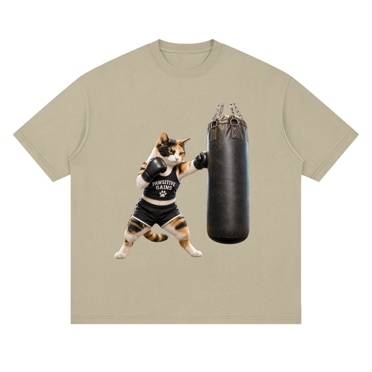 Streetwear Loose Drop Shoulder T-Shirt - Calico Cat Boxing